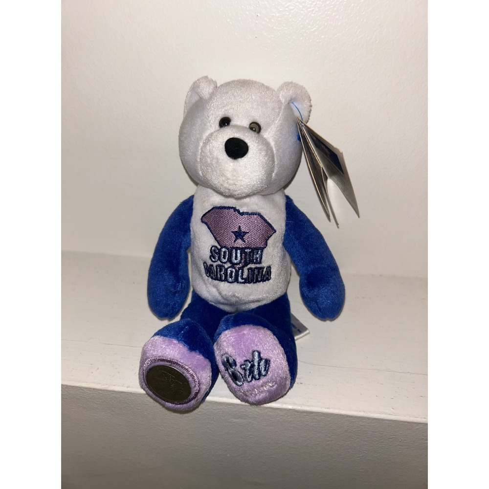 Limited Treasures South Carolina State Quarter Bear Plush Blue White 8th State